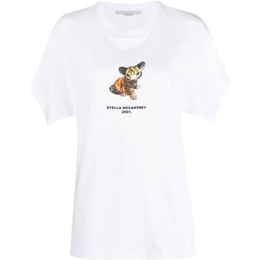 Stella McCartney t-shirt con stampa tigre - bianco