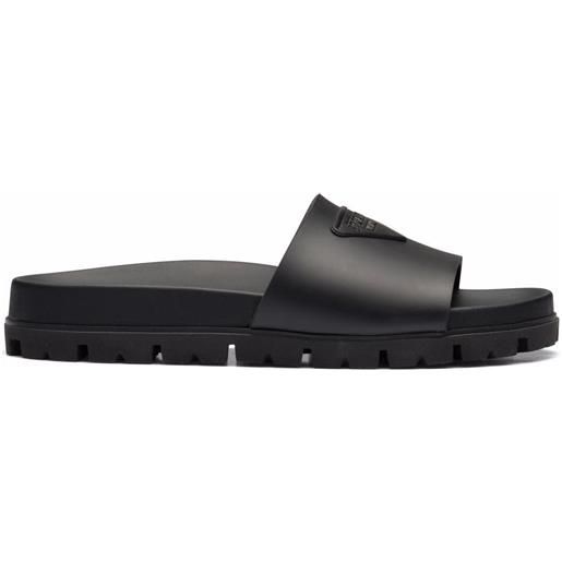 Prada sandali slides con logo - nero