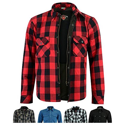 URBAN CLASSICS Camicia in Flanella a Maniche Lunghe da Uomo, Camicia Casual Lunga con Bottoni per Uomo, Vestibilità Regolare, Cotone Flanella, Colore: Nero/ Rosso, Taglia: M
