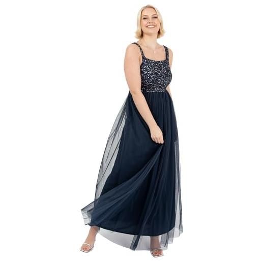 Maya Deluxe ladies womens maxi dress wide straps sleevless square neckline embellished for wedding guest prom vestito per damigella d'onore, giglio verde, 44 donna