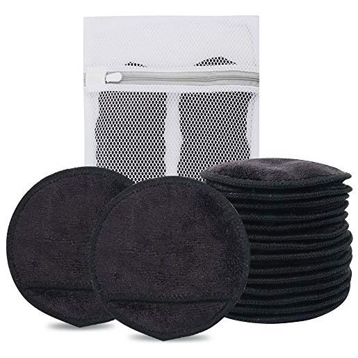 KinHwa dischetti struccanti lavabili pad struccanti riutilizzabili panno struccante per pulizia del viso solo con acqua 14 pezzi nero