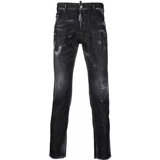 Dsquared2 jeans skinny con effetto vissuto - nero