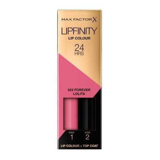 Max Factor lipfinity 24hrs lip colour rossetto a lunga tenuta con balsamo nutriente 4.2 g tonalità 022 forever lolita