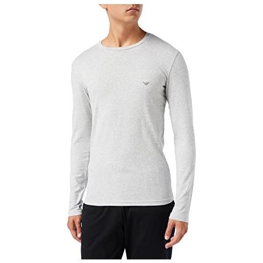 Emporio Armani uomo maglietta basic in cotone elasticizzato t-shirt, grigio melange, l