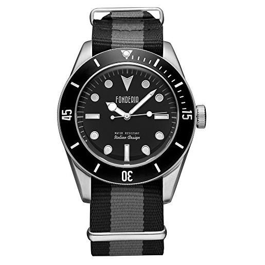 Fonderia uap8a002unn - orologio da polso da uomo, casual, analogico, in nylon, colore: nero e grigio, p-8a002unn, cinghia
