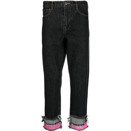 Facetasm jeans crop con design patchwork - nero