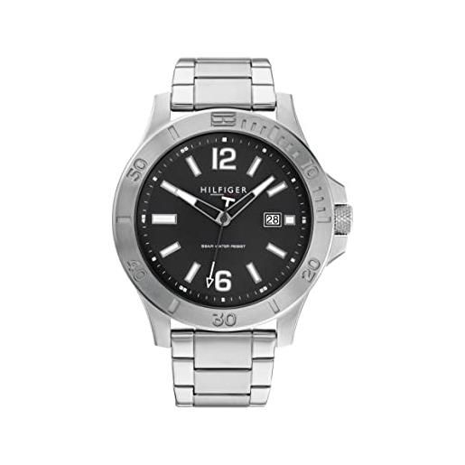 Tommy Hilfiger orologio analogico al quarzo da uomo con cinturino in silicone, acciaio inossidabile o tessuto derivato da plastica nell'oceano nero x1 (black)