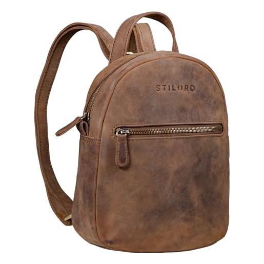STILORD 'lola' mini zaino da donna in pelle daypack vintage borsa zainetto piccolo elegante sportivo borsa a spalla cuoio autentico, colore: marrone medio