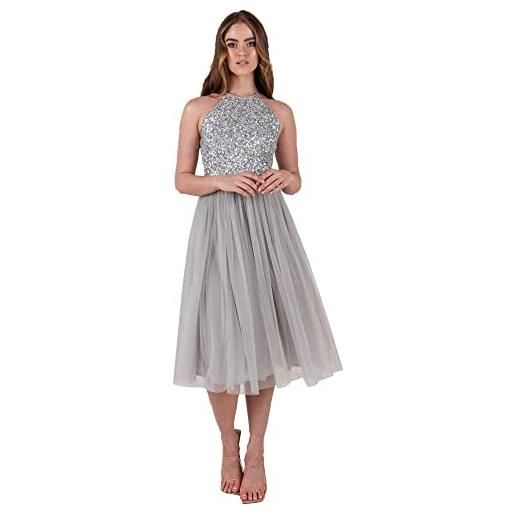 Maya Deluxe abito longuette con scollo all'americana vestito per damigella d'onore, marina militare, 54 donna