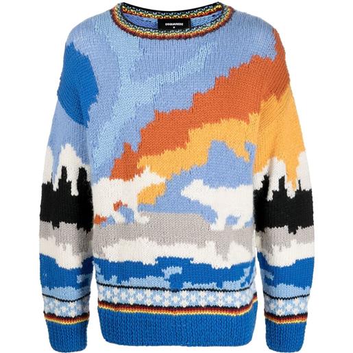 Dsquared2 maglione con ricamo - blu