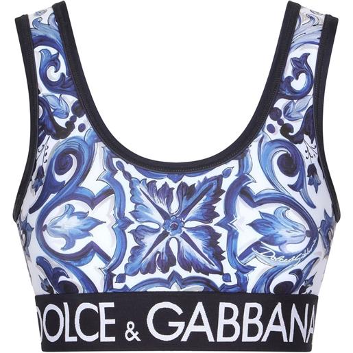 Dolce & Gabbana top corto con stampa maioliche - blu