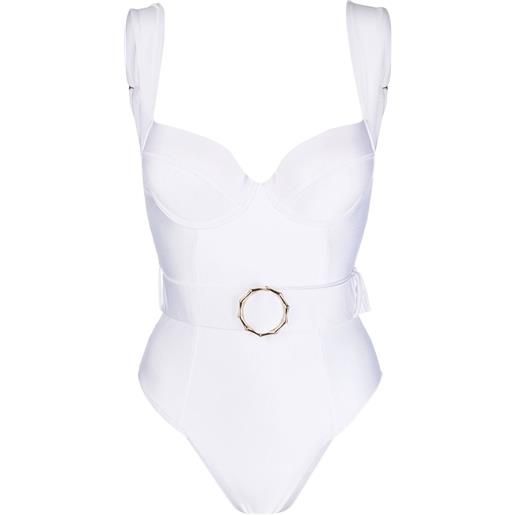 Noire Swimwear costume intero con cintura - bianco