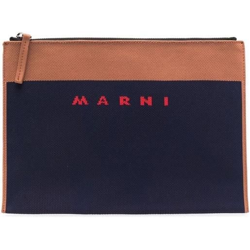 Marni clutch con stampa - blu