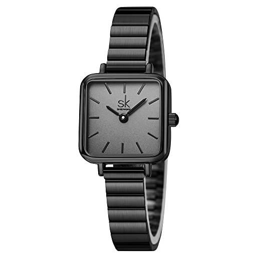 SHENGKE sk orologi da donna fashion orologi da donna quadrati di semplicità minimalista (black)