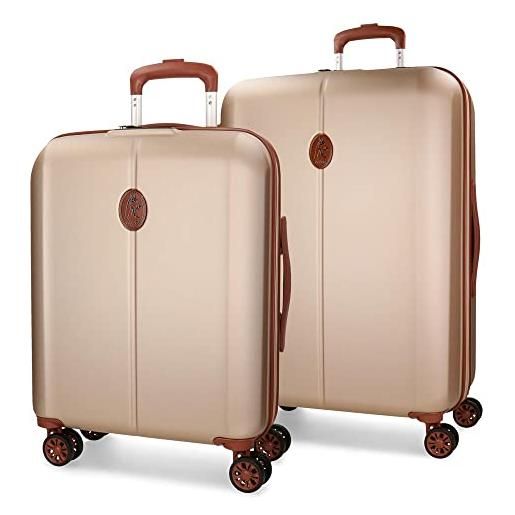 Disney il altro ocuri set di valigie beige 55/70 cm rigida abs chiusura tsa integrata 118 l 6,98 kg 4 ruote doppie per la mano, beige, set di valigie