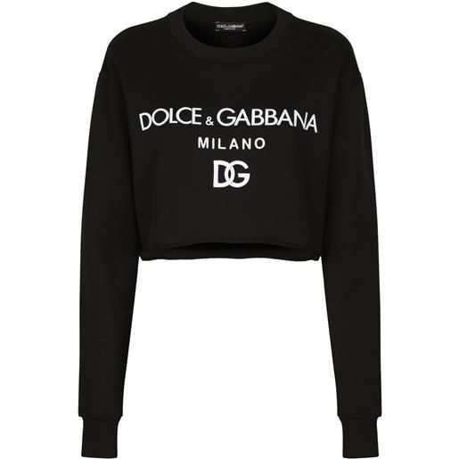 Dolce & Gabbana felpa crop con stampa - nero