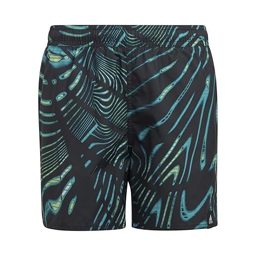 Adidas souleaf sho y, costume da nuoto unisex-bambini e ragazzi, black/mint rush, 5-6a