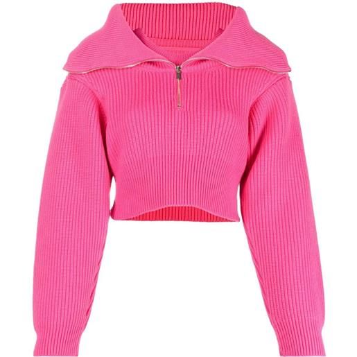 Jacquemus maglione crop con zip - rosa