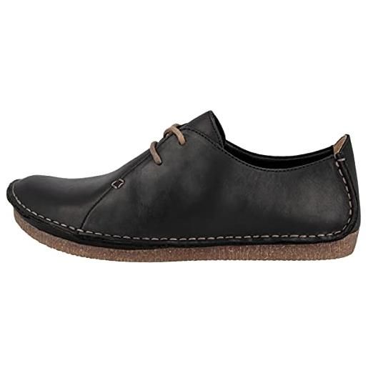 Clarks janey mae, scarpe stringate derby, donna, nero (black leather), 39 eu