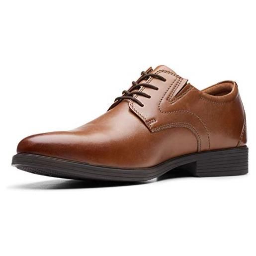 Clarks whiddon plain shoes, scarpe stringate derby uomo, black leather, 47 eu