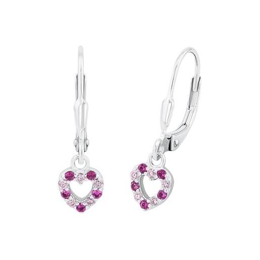 Laimons Orecchini Bambina Corona - Argento Sterling 925 Con Smalto Rosa