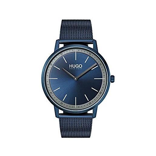 Hugo orologio analogico al quarzo da uomo con cinturino in maglia metallica in acciaio inossidabile blu - 1520011