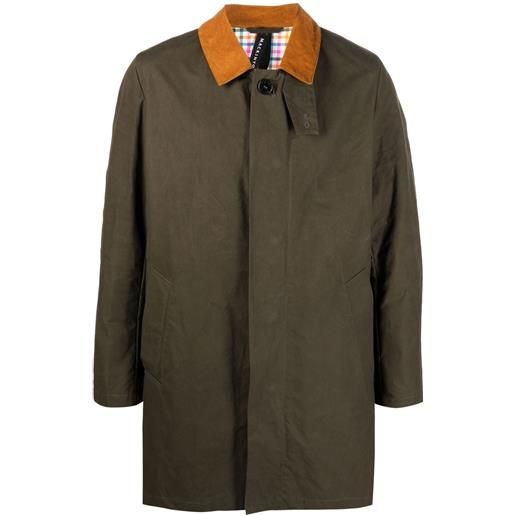 Mackintosh cappotto norfolk con colletto a contrasto - verde