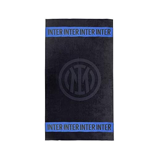 Inter telo mare premium, 180x100cm, asciugamano 100% cotone, logo Inter, made in italy, colore blu