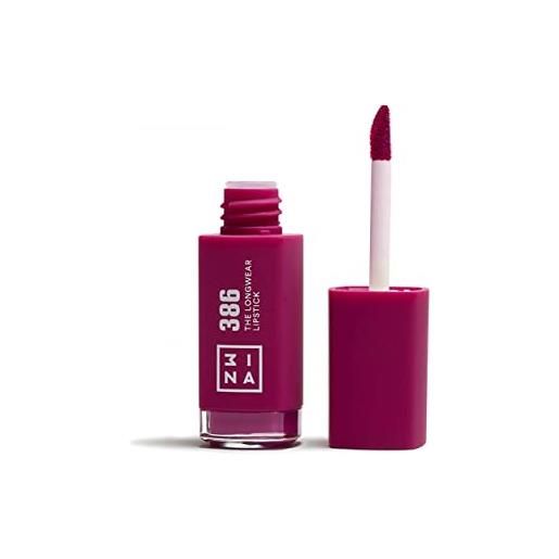 3ina makeup - the longwear lipstick 386 - viola - rosetto viola con acido per nutrire le labbra - rossetto opaco lunga durata altamente pigmentato - vegan - cruelty free