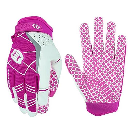 Seibertron pro 3.0 elite ultra-stick sports receiver gloves/guanti da football americano pro ricevitore gioventù e adulti (pink, l)