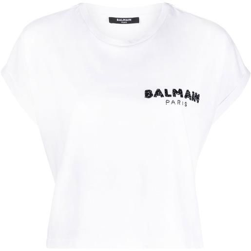 Balmain t-shirt con paillettes - bianco