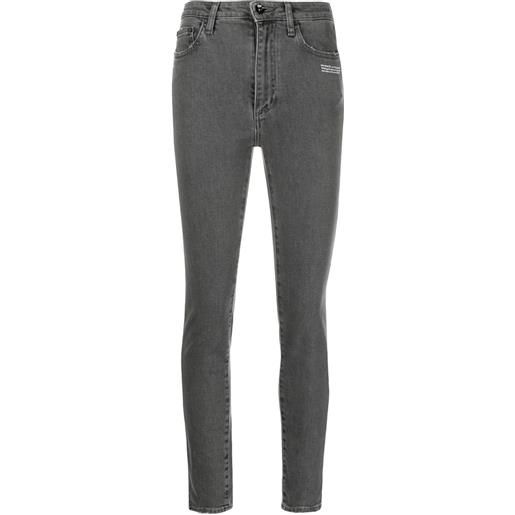Off-White jeans skinny crop con stampa - grigio