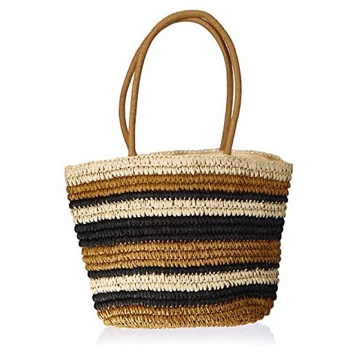 PIECES pcsabina straw shopper, borsa di paglia da donna, nature/stripes: stripes