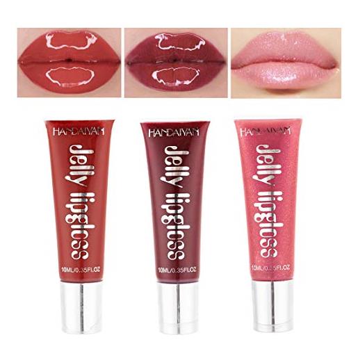 GL-Turelifes 3 pezzi set di rossetti color gelatina plumper lucida, balsamo per labbra rimpolpante plumper lucidalabbra, potenziatore labbra idratate, idratare, eliminare le rughe di secchezza (set3)