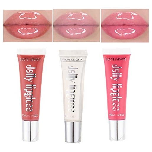 GL-Turelifes 3 pezzi set di rossetti color gelatina plumper lucida, balsamo per labbra rimpolpante plumper lucidalabbra, potenziatore labbra idratate, idratare, eliminare le rughe di secchezza (set 1)