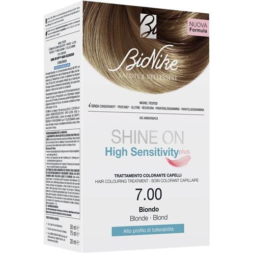Amicafarmacia bionike shine on high sensitivity plus trattamento colorante per capelli 7.00 biondo