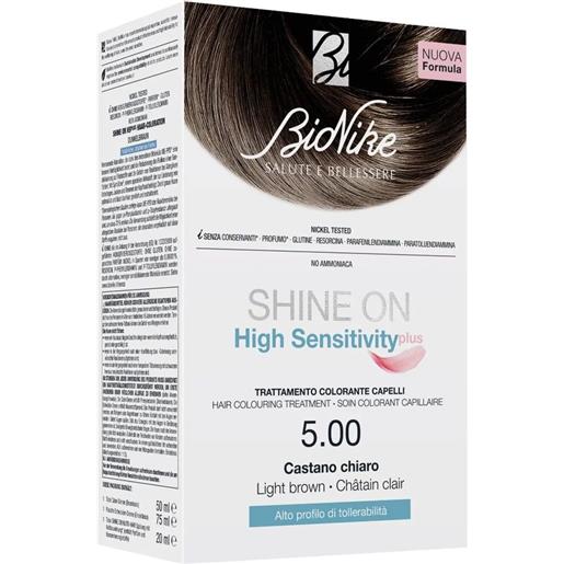 Amicafarmacia bionike shine on high sensitivity plus trattamento colorante per capelli 5.00 castano chiaro