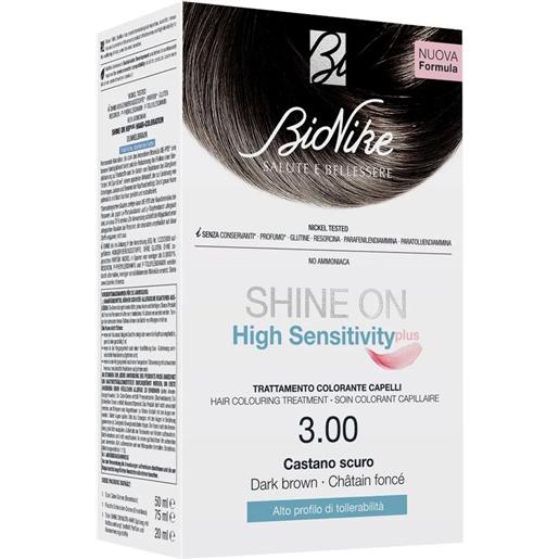 Amicafarmacia bionike shine on high sensitivity plus trattamento colorante per capelli 3.00 castano scuro