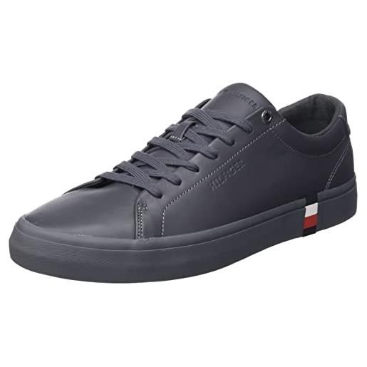 Tommy Hilfiger sneakers vulcanizzate uomo modern vulc corporate leather scarpe, grigio (dark ash), 40 eu