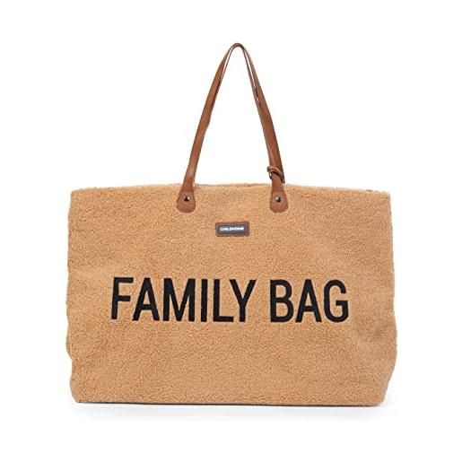 Childhome, family bag, borsa per il cambio, borsa fasciatoio borsa da viaggio/weekend, grande capacità, custodia staccabile inclusa, teddy beige