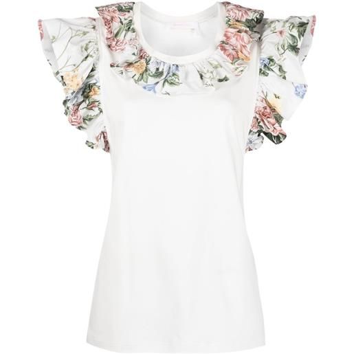 See by Chloé t-shirt a fiori - bianco