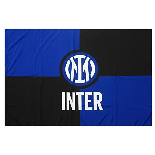 Inter bandiera nuovo logo 100x140cm, unisex adulto, nero/blu, 100x140
