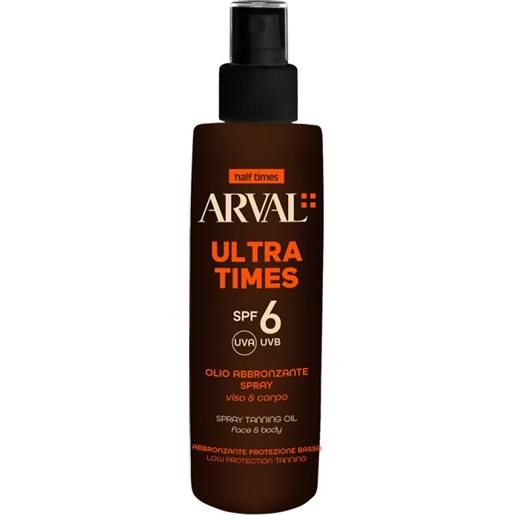 Arval ultra times spf6 olio abbronzante spray viso e corpo, 125-ml