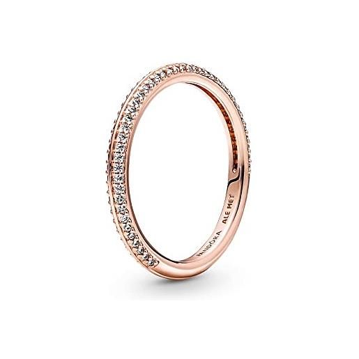 Pandora me anello con pavé placcato in oro rosa 14k con zirconi cubici trasparenti, 58