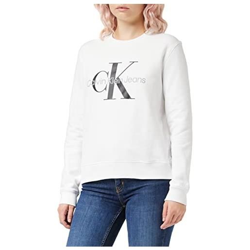 Calvin Klein Jeans felpa donna core monologo senza cappuccio, bianco (bright white), xl