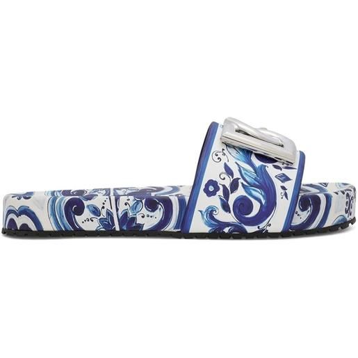 Dolce & Gabbana sandali slides con stampa maioliche - blu