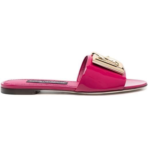Dolce & Gabbana sandali slides con placca logo - rosa