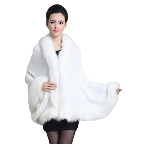 ZKOOO donna scialle stola faux pelliccia caldo elegante ecologica mantella poncho invernale cerimonia festa matrimonio cape wrap cappotto
