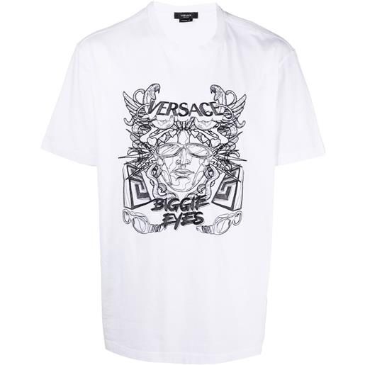 Versace t-shirt con stampa medusa head - bianco
