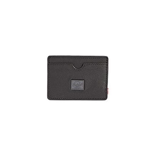 Herschel 10845-00001 charlie leather rfid black unisex - adulto accessori taglia unica